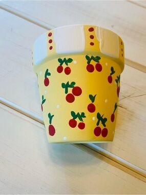 Cherry & Overalls 4-Inch Terracotta Pot